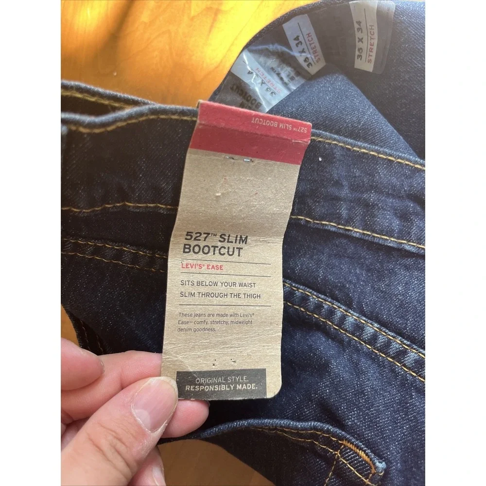 NWT Levi's 527 Slim Bootcut Jeans Men's 36x34 Dark Wash Stretch